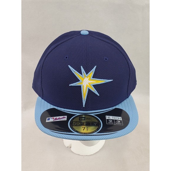 New Era Tampa Bay Rays GAME 59Fifty Fitted Hat Navy Blue MLB Cap 7 1/2 NWT - Picture 1 of 10